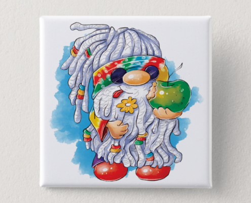 Hippie Gnome - Button 01