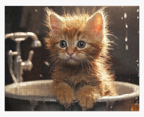 Katze beim Baden - Puzzle