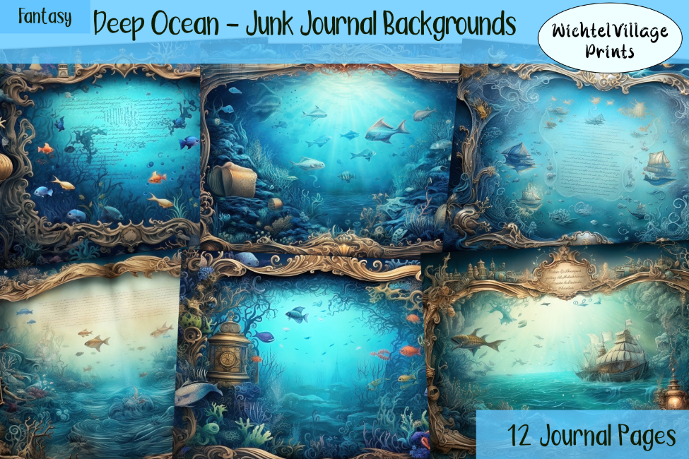 Deep Ocean - Junk Journal Backgrounds