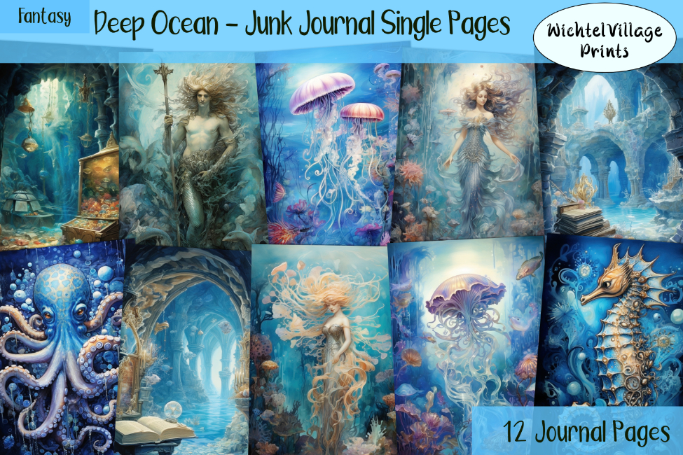 Deep Ocean - Junk Journal Single Pages