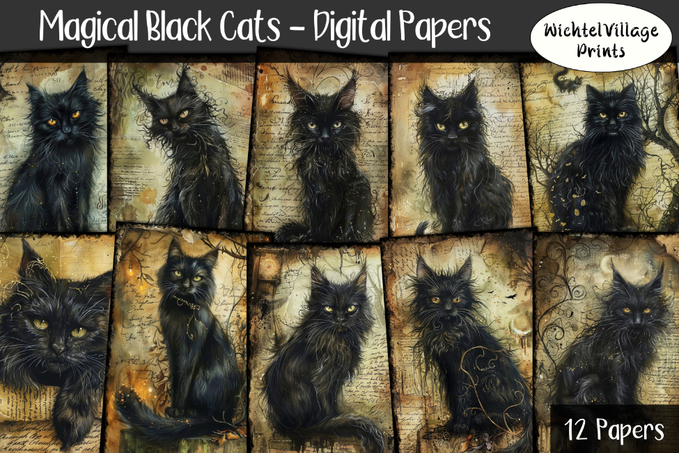 Magical Black Cats - Digital Papers - 650