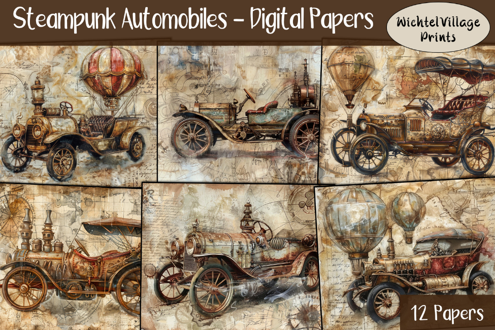Steampunk Automobiles - Digital Papers