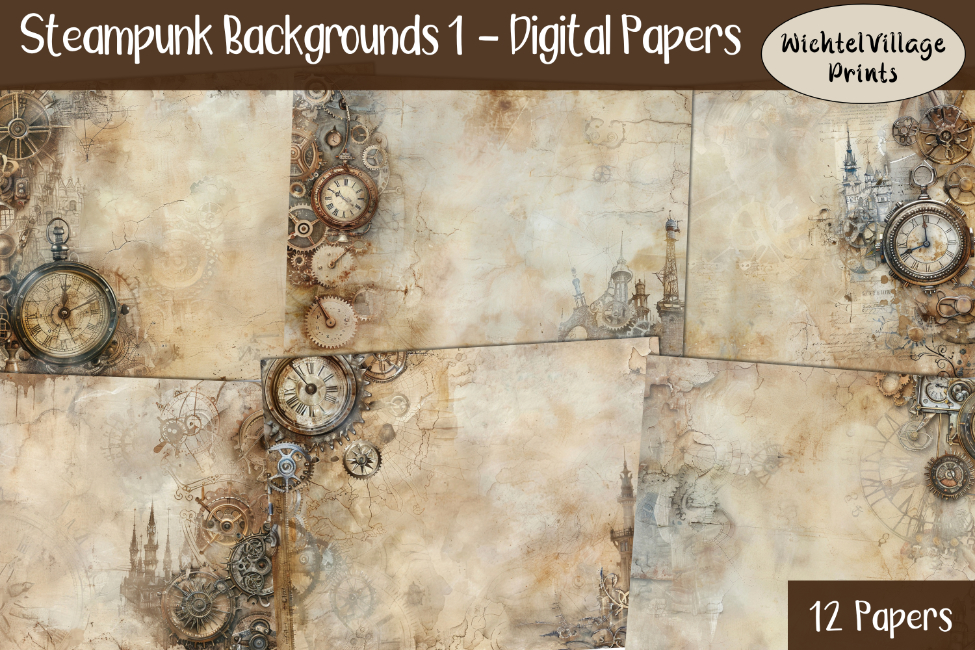 Steampunk Backgrounds 1 - Digital Papers