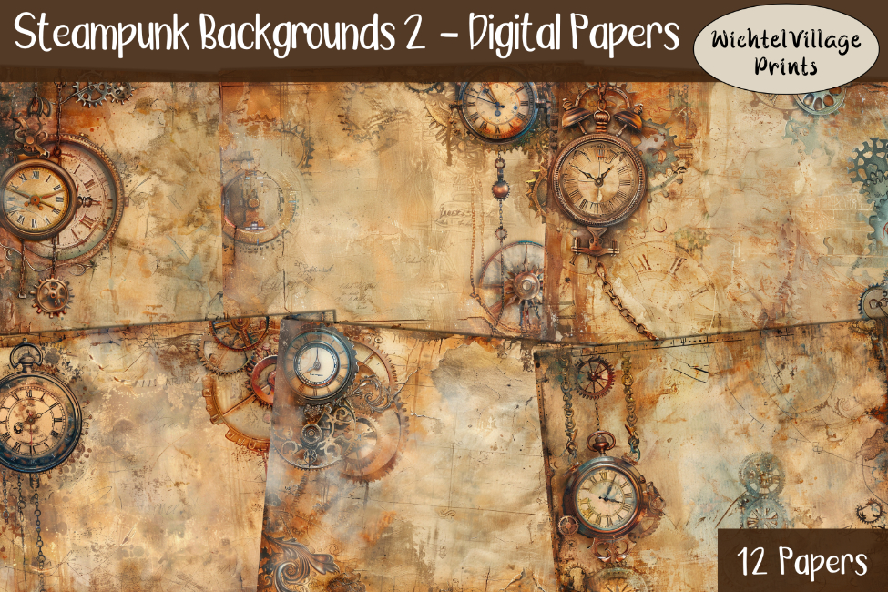 Steampunk Backgrounds 2 - Digital Papers