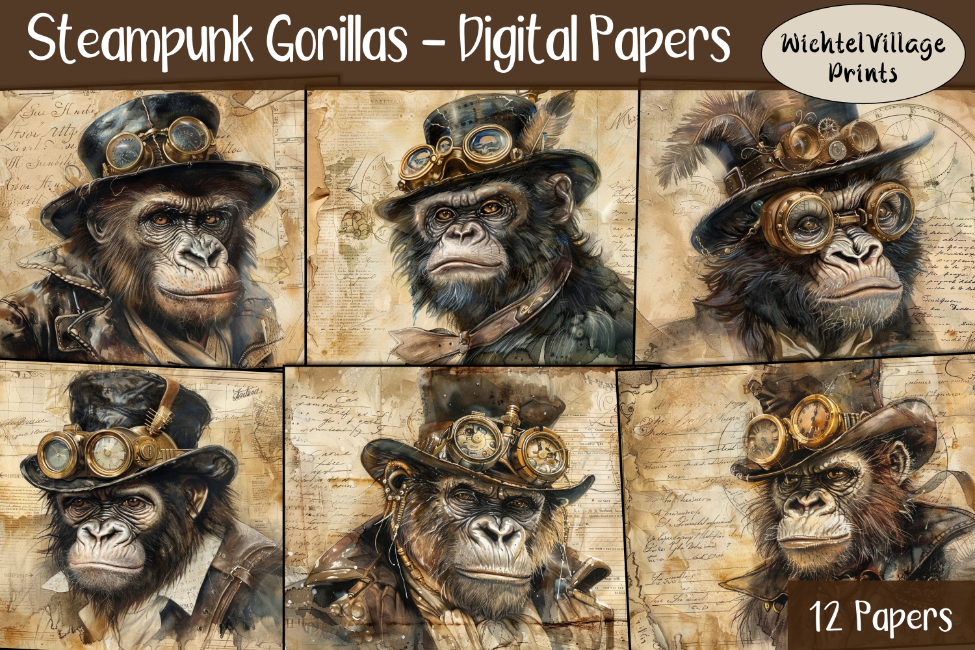 Steampunk Gorillas - Digital Papers
