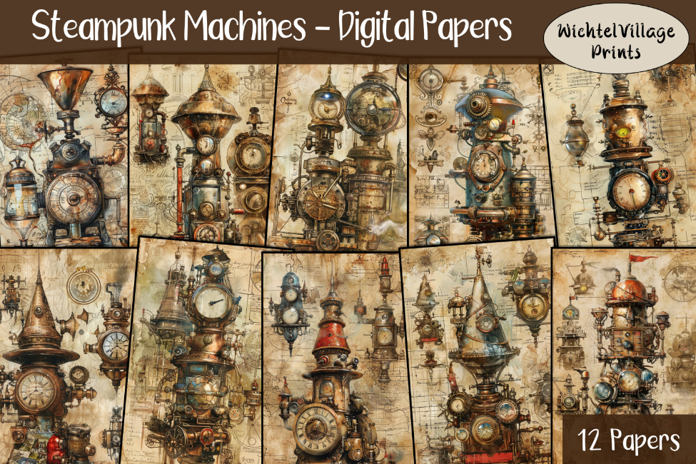Steampunk Machines - Digital Papers hoch - 650