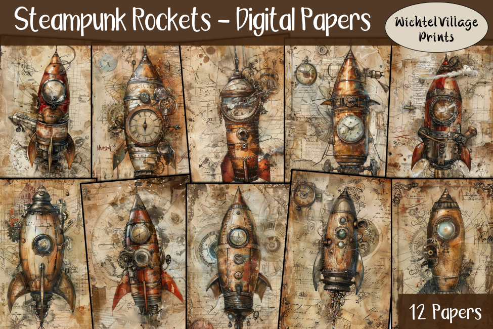 Steampunk Rockets - Digital Papers