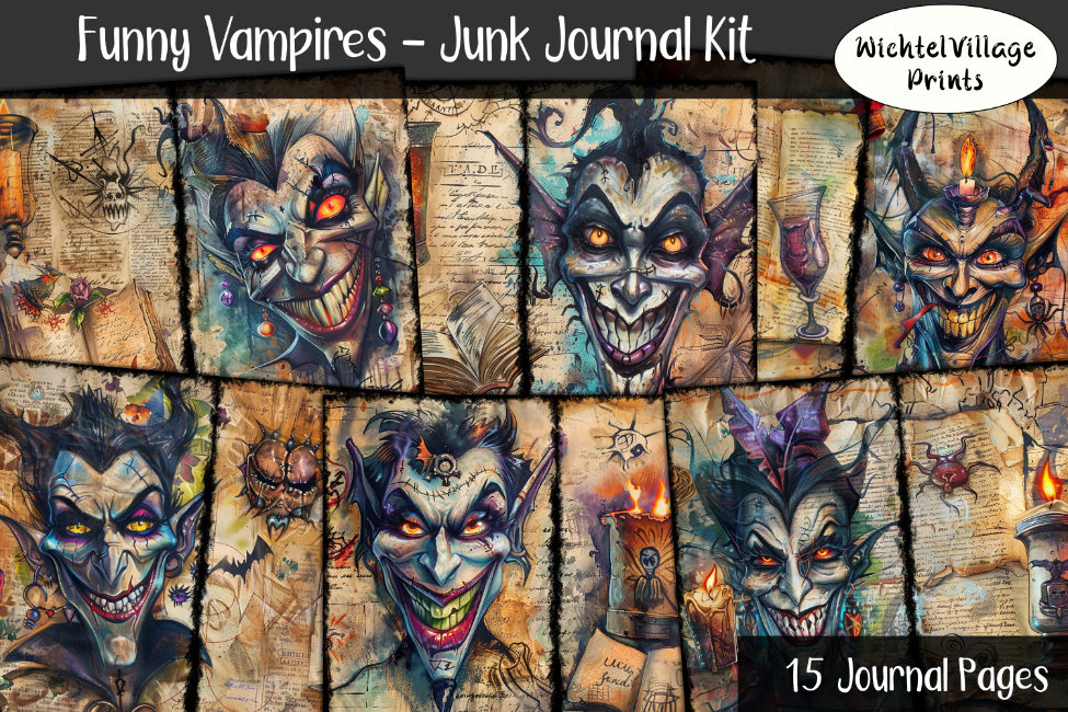 Funny Vampires - Junk Journal Kit