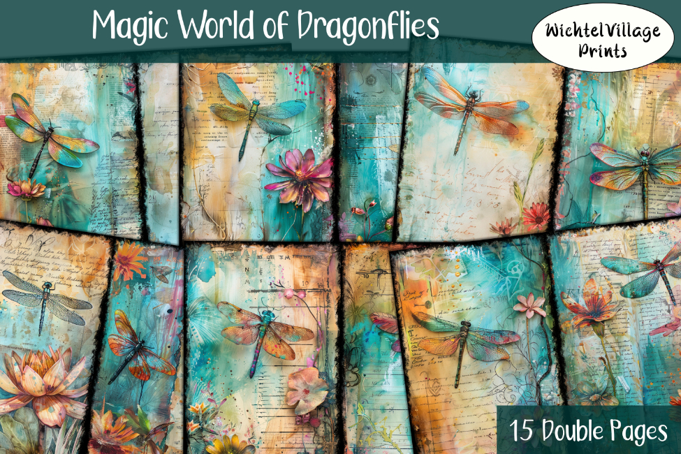 Magic World of Dragonflies - Junk Journal Kit