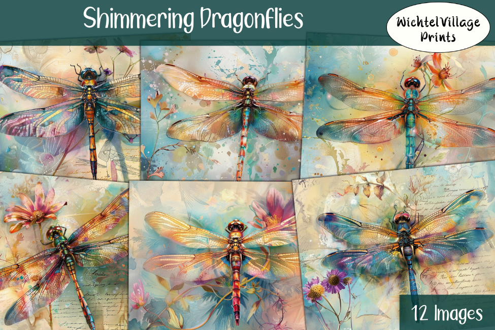Shimmering Dragonflies - Digital Papers