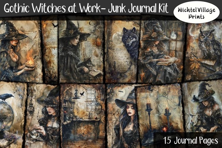 Gothic Witches at Work - Junk Journal Kit