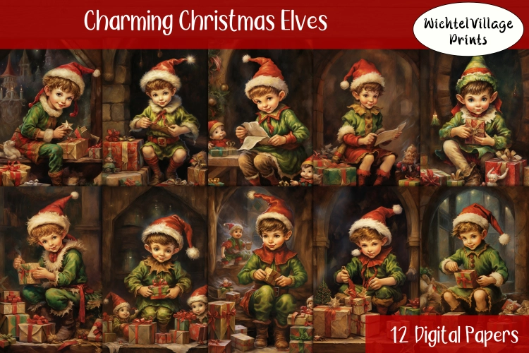 Charming Christmas Elves - Digital Papers