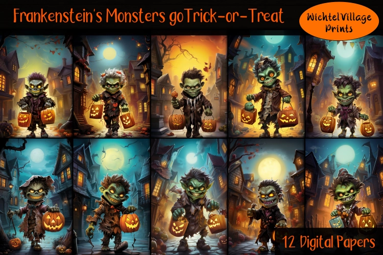 Frankenstein's Monsters go Trick-or-Treat - Digital Papers