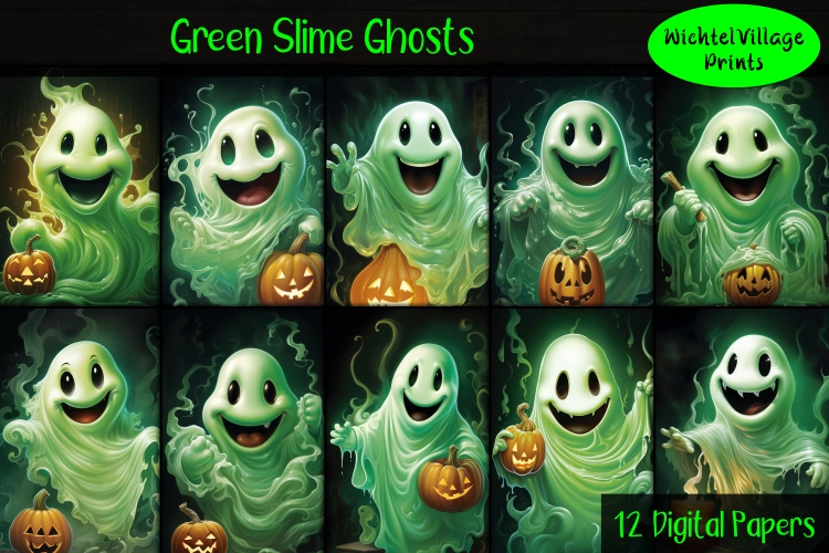 Green Slime Ghosts - Digital Papers