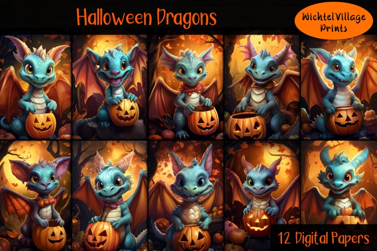 Halloween Dragons - Digital Papers