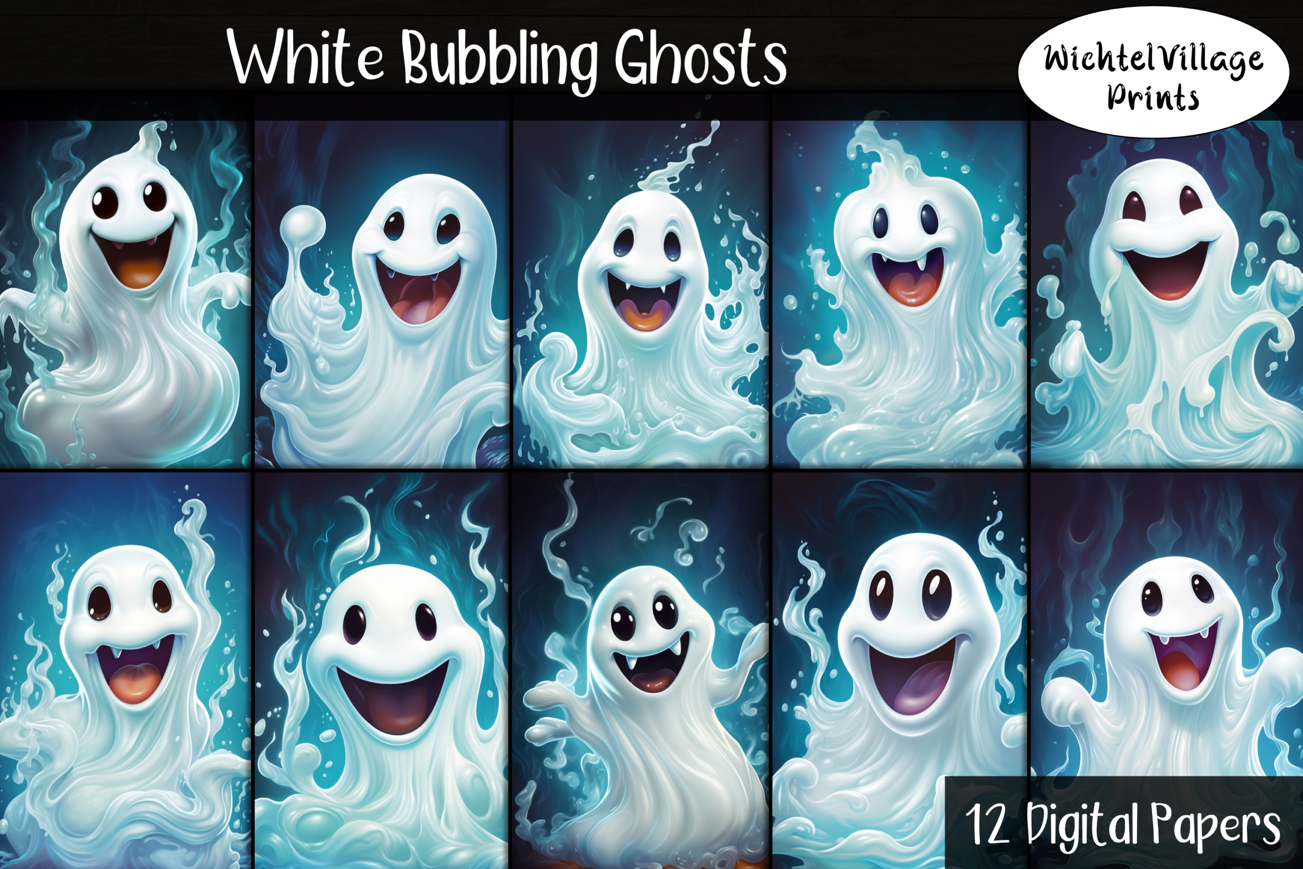 White Bubbling Ghosts - Digital Papers