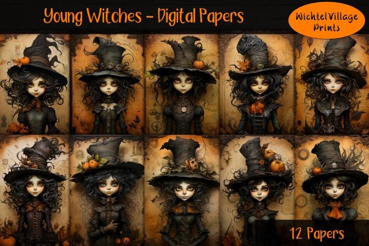 Young Halloween Witches - Digital Papers